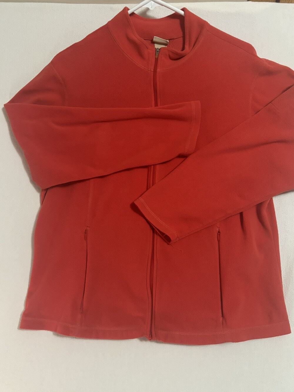 L.L. Bean Women’s XL Coral Full Zip Fleece Jacket Zippered Pockets